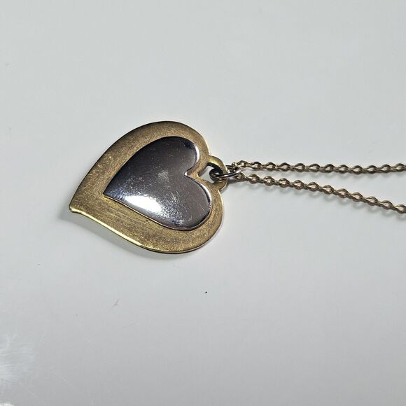 *Sale* Signed Artistry Heart Pendant Necklace Vintage Gold Silver Tone 14 - 17" - Picture 11 of 14